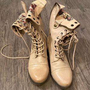 Tan combat boots